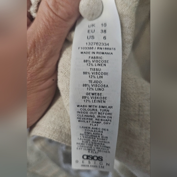 ASOS DESIGN linen look tee with open back in natural. Size US 6. NWT - Picture 11 of 15